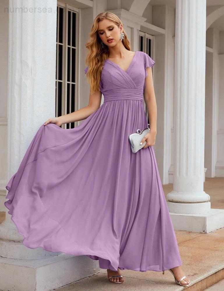 ZapDress V-Neck Bridesmaid Dress Floor Length Backless Formal Evening Dress 28024 (ZD17052)