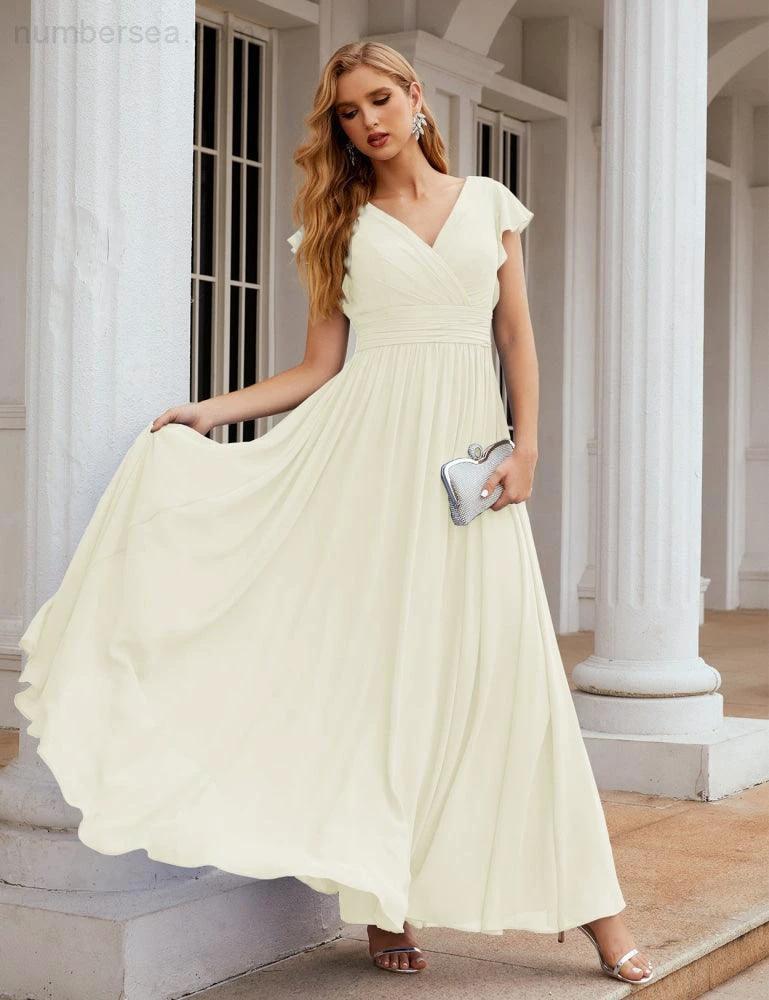 ZapDress V-Neck Bridesmaid Dress Floor Length Backless Formal Evening Dress 28024 (ZD17052)
