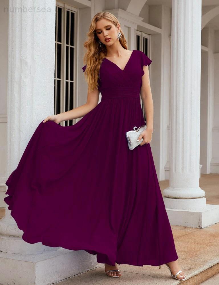 ZapDress V-Neck Bridesmaid Dress Floor Length Backless Formal Evening Dress 28024 (ZD17052)