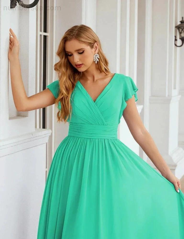ZapDress V-Neck Bridesmaid Dress Floor Length Backless Formal Evening Dress 28024 (ZD17052)
