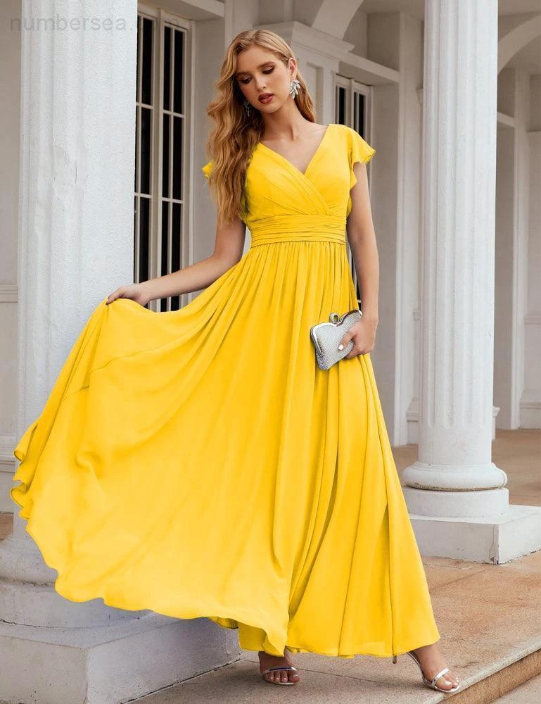ZapDress V-Neck Bridesmaid Dress Floor Length Backless Formal Evening Dress 28024 (ZD17052)