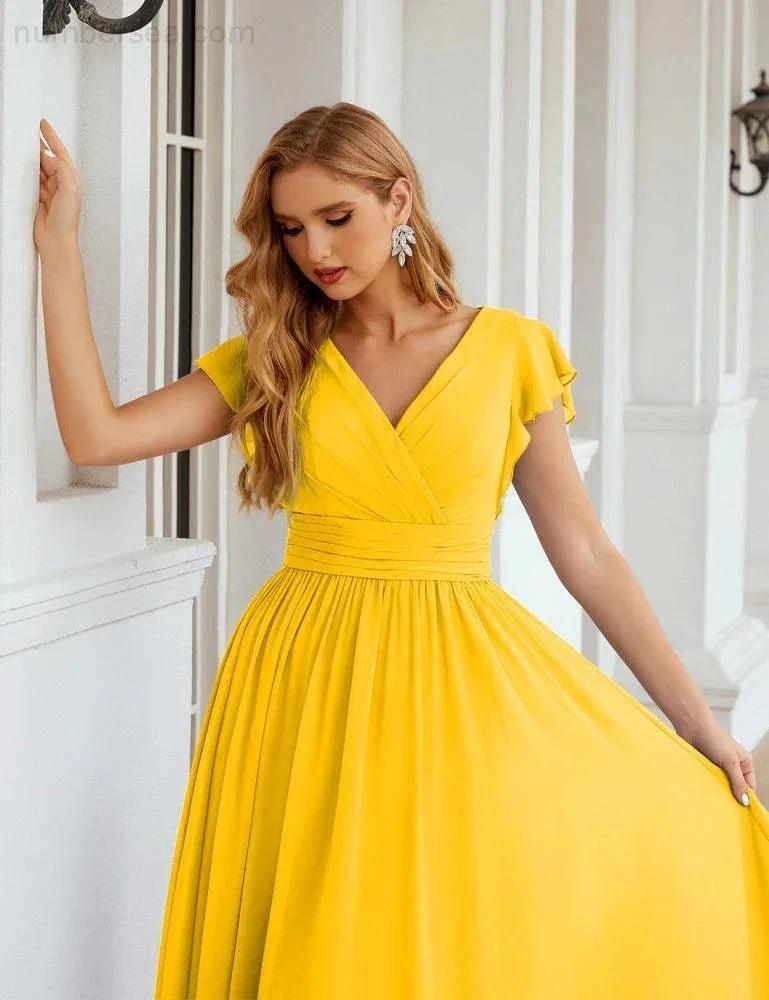 ZapDress V-Neck Bridesmaid Dress Floor Length Backless Formal Evening Dress 28024 (ZD17052)