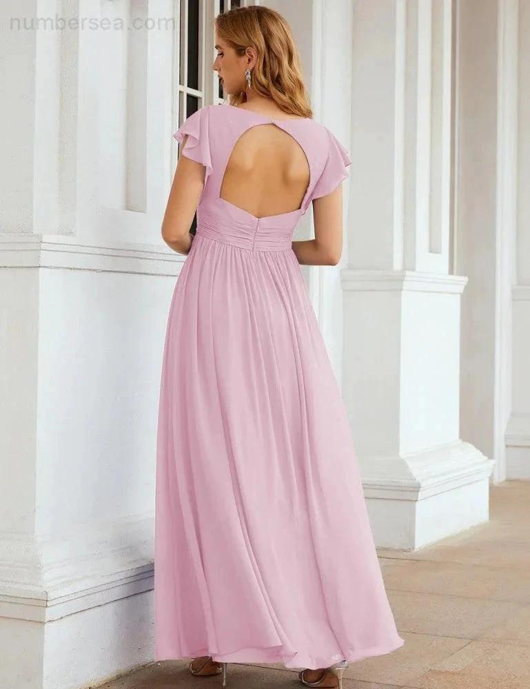 ZapDress V-Neck Bridesmaid Dress Floor Length Backless Formal Evening Dress 28024 (ZD17052)