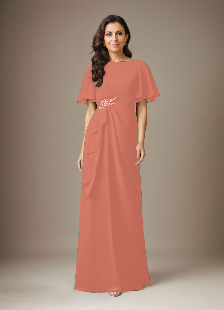 Dark Navy Sheath Beaded Chiffon Dress - View 12 | FashionDia