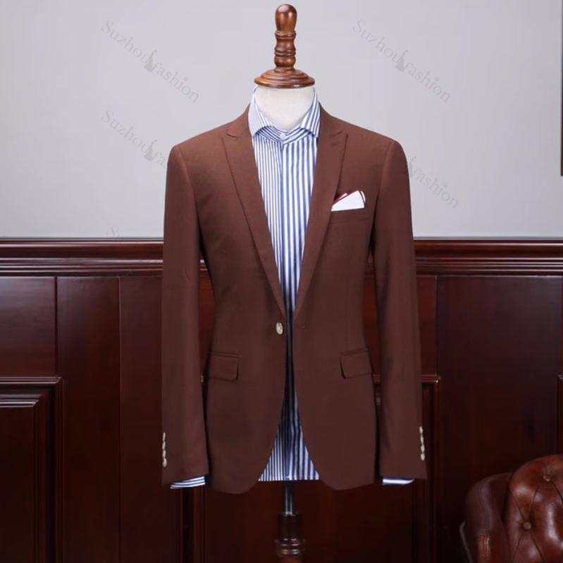 Coffee Peaked Lapel Prom Suit for Men