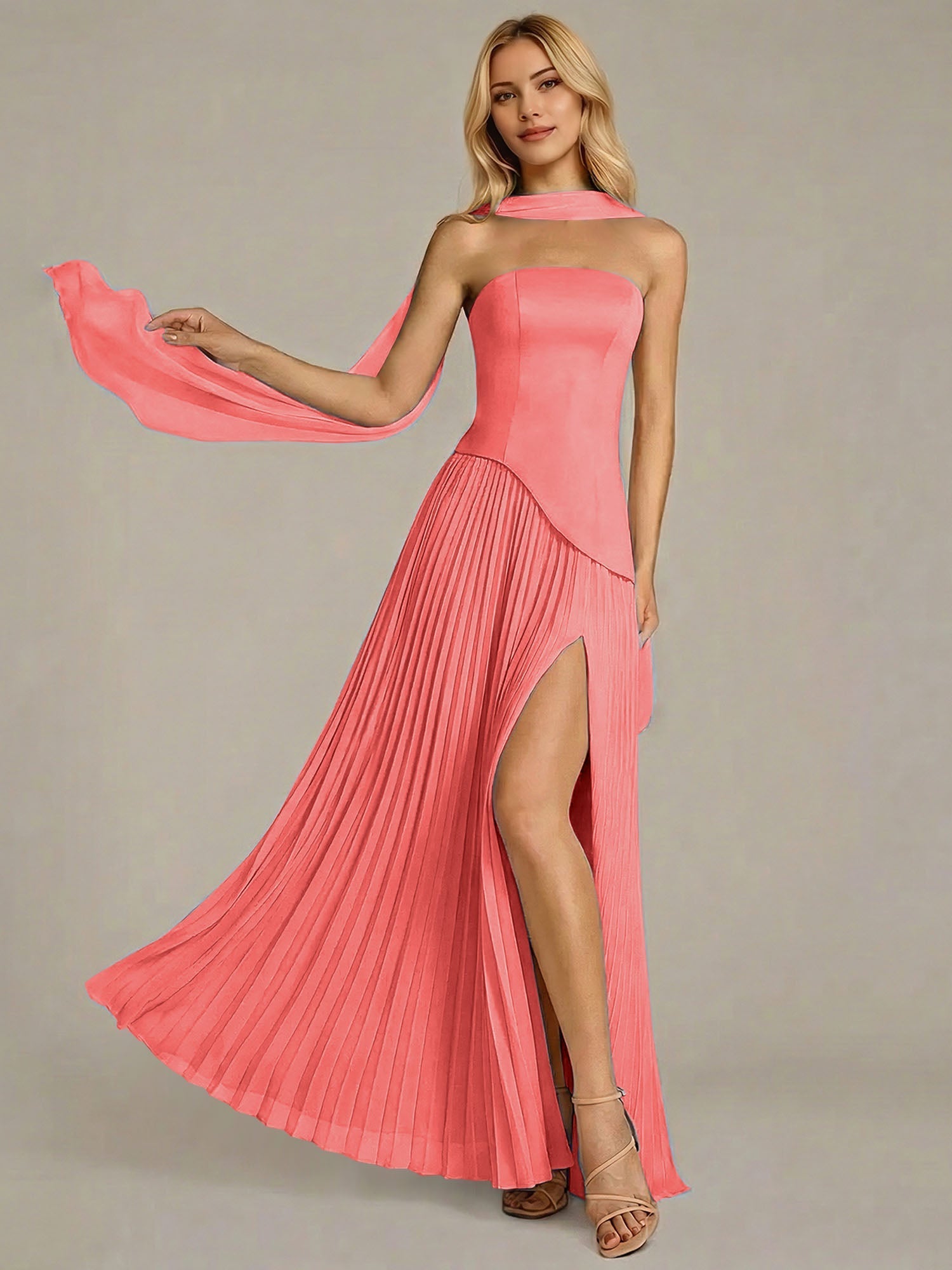 Navy A Line Satin Off The Shoulder Sleeveless Floor Length Dress