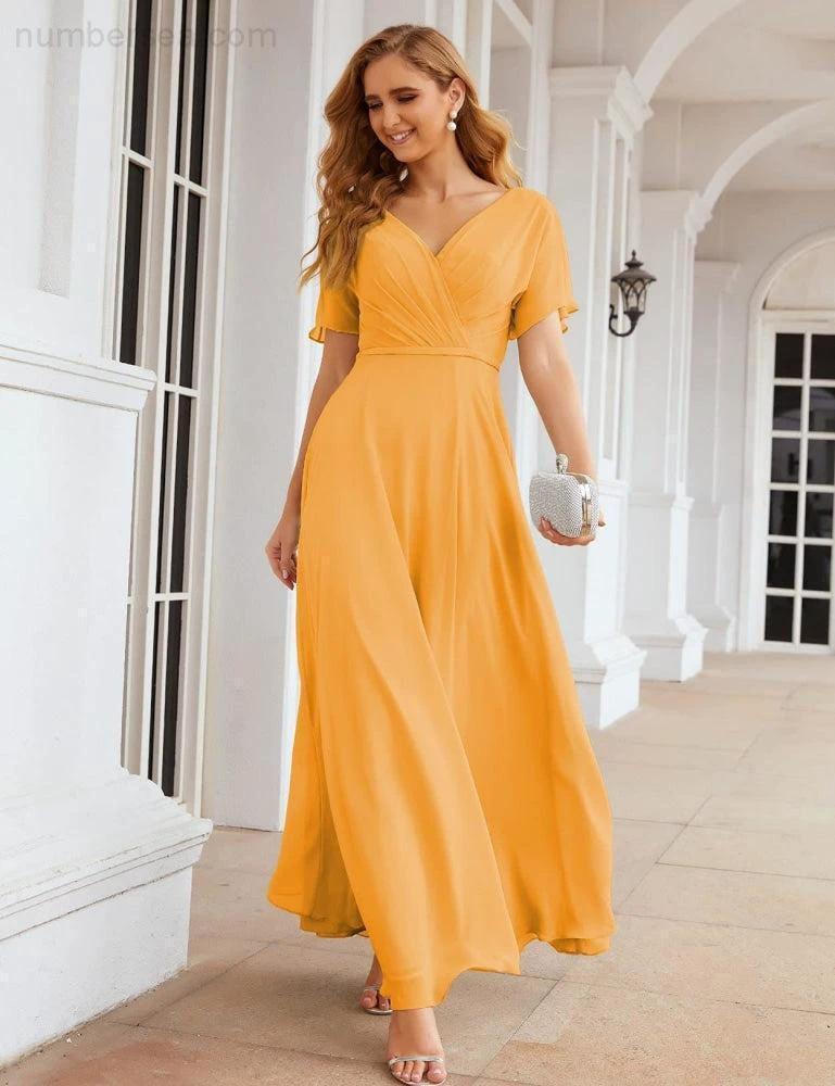 ZapDress Wrap V-Neck Chiffon Bridesmaid Dresses Long Formal Maxi Evening Gown for Wedding Guests (ZD17056) - View 9 | VelvetHem