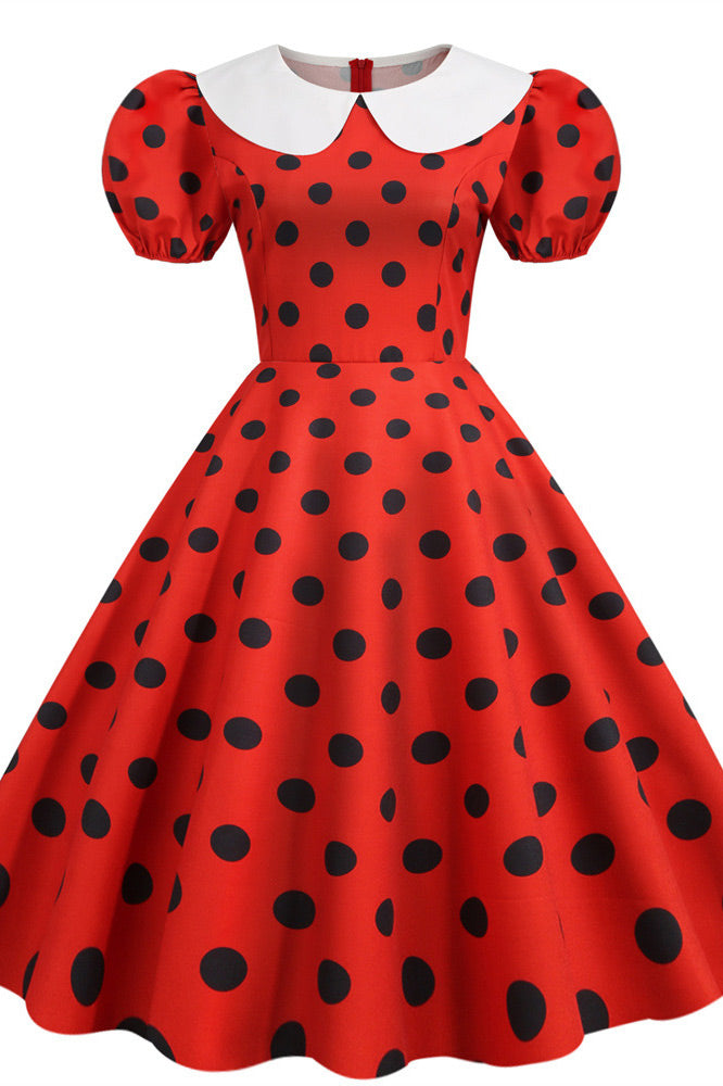 Cute Burgundy Short Sleeve A-Line Dress - Fashionpara