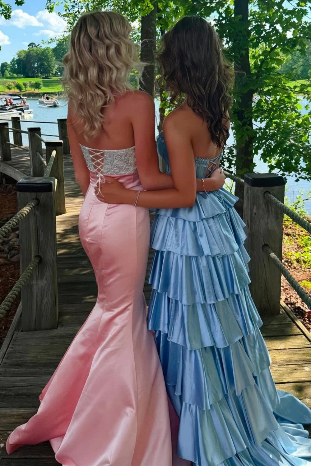 Cute Mermaid Sweetheart Pink Long Prom Dress with Bowknot Beading