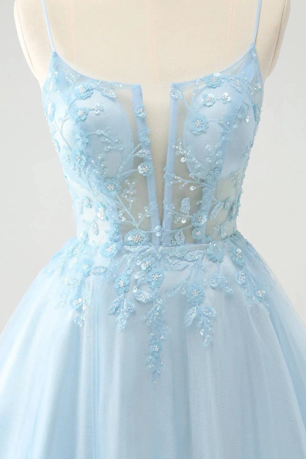 Cute Blush A Line Spaghetti Straps Corset Short Homecoming Dress with Appliques (ZD11474)