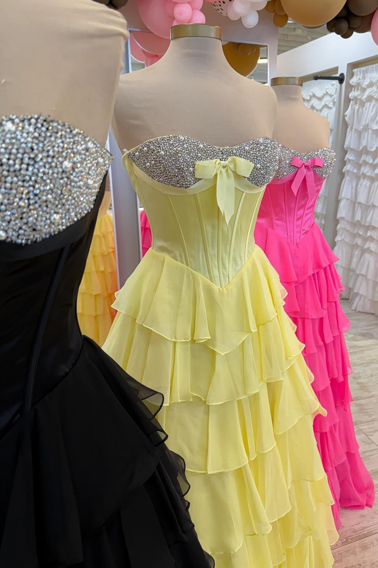 Princess A Line Sweetheart Pink Corset Prom Dress with Beading Ruffles