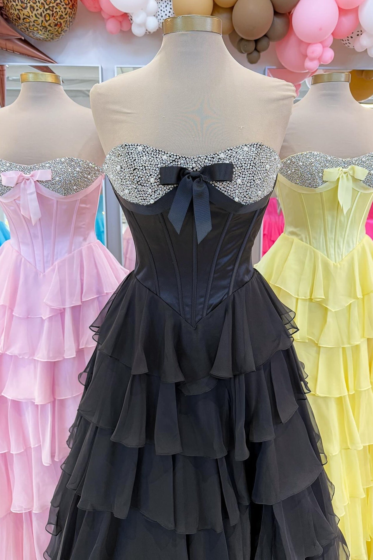 Princess A Line Sweetheart Pink Corset Prom Dress with Beading Ruffles