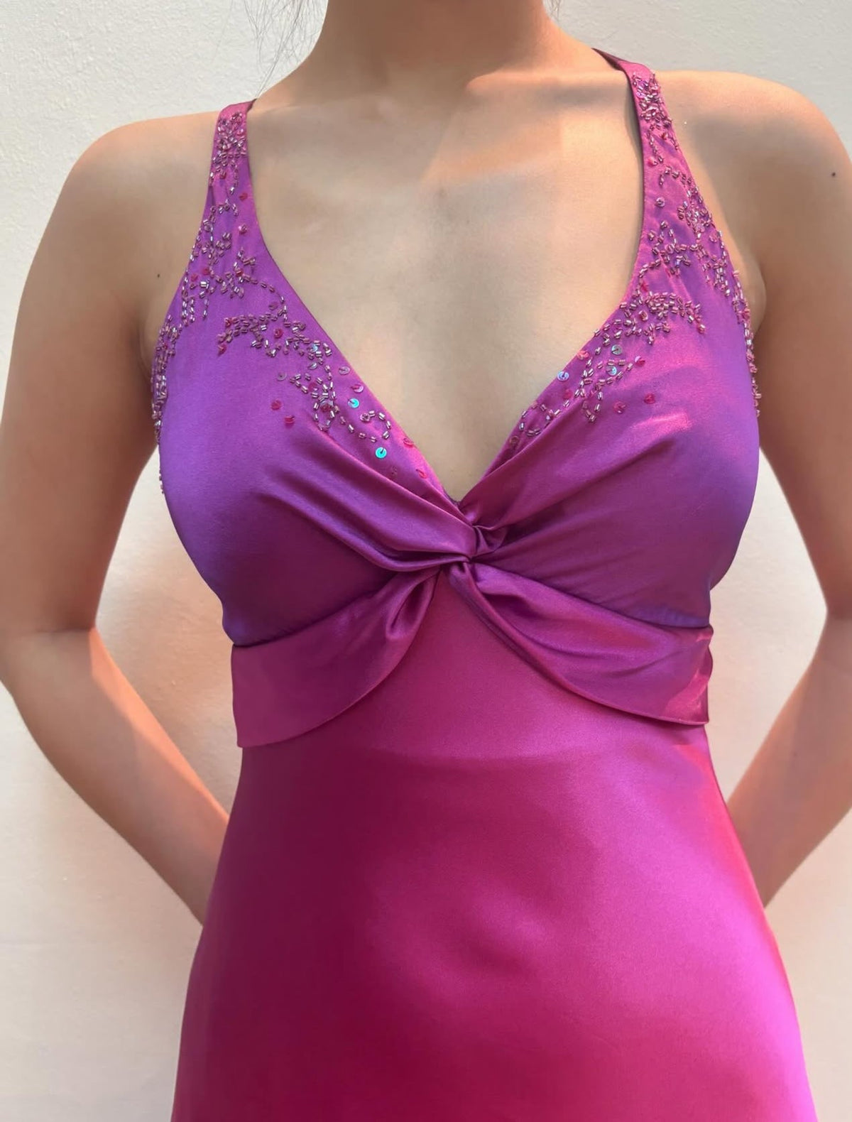 Beaded V Neck Long Prom Dress Backless Formal Party Dress J8571