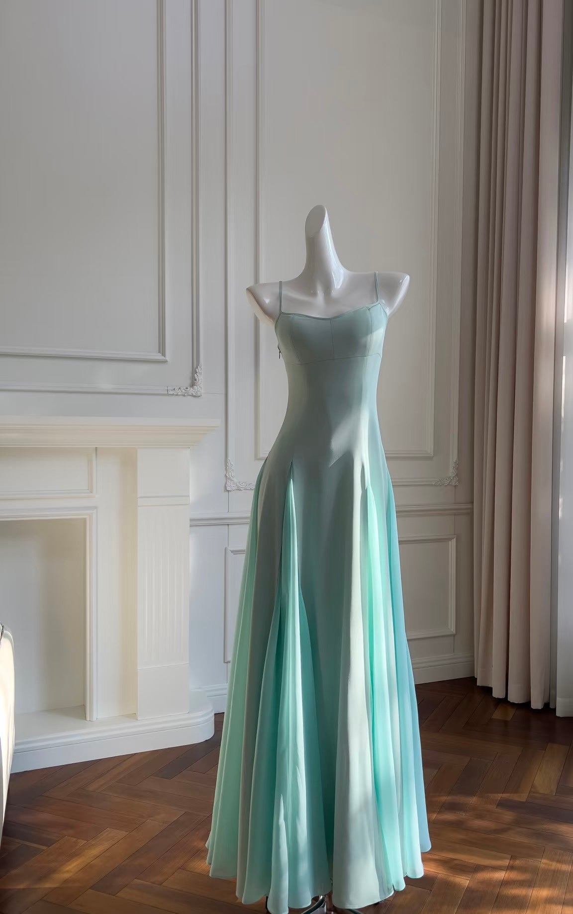 Spaghetti Straps A Line Chiffon Long Prom Dress J7985