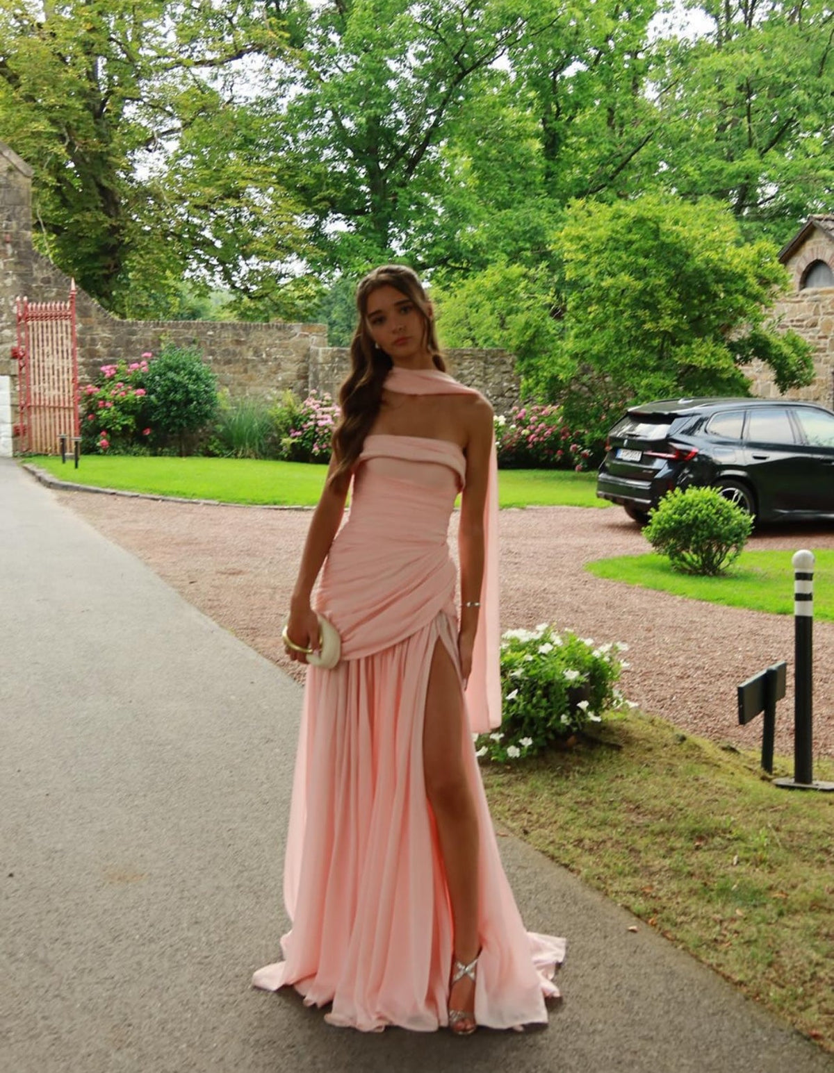 Pink A-Line Prom Dresses Chiffon Formal Party Dress