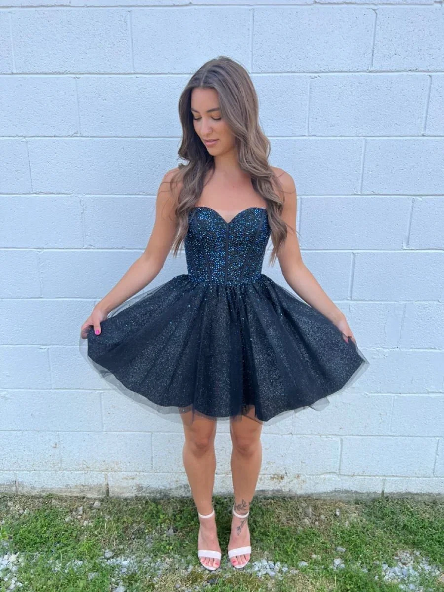 Glitter A-line Homecoming Dress Back To School Dress (ZD11856)