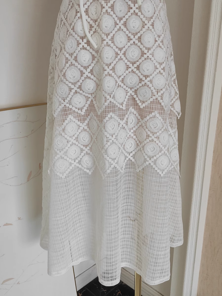 Cute A-Line Short Sleeves White Lace Party Dress Holiday Birthday Dresses - View 4 | FashionDia