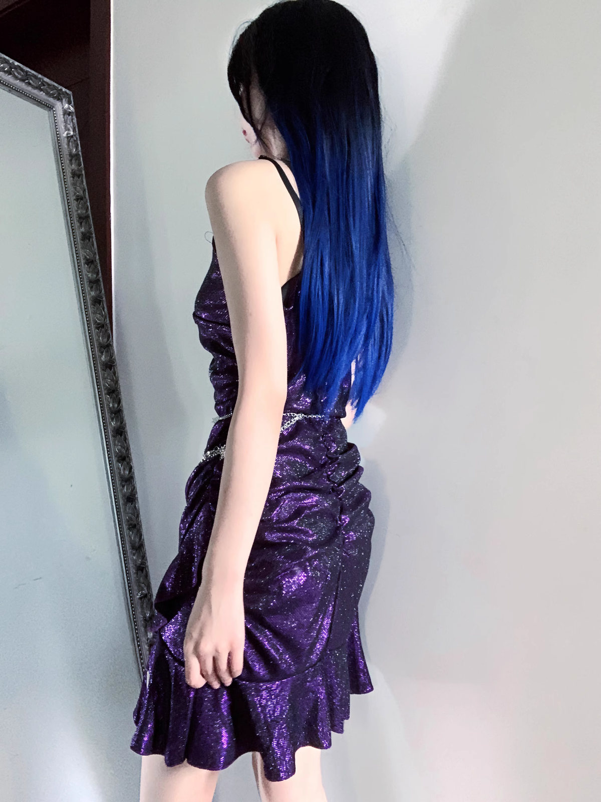 Sexy Purple Spaghetti Straps Short Ruffle Homecoming Dress Cocktail Dress - View 5 | FashionDia