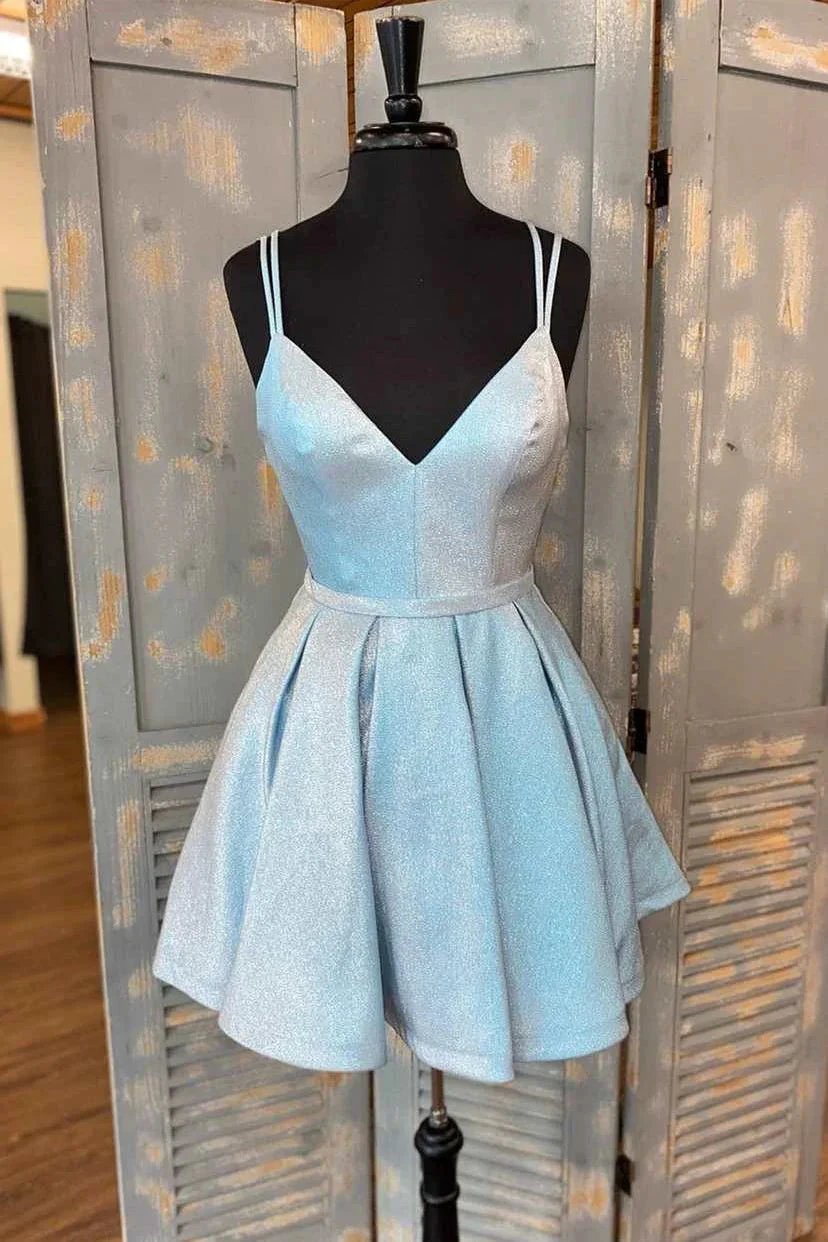 Chic Spaghetti Straps A Line Short Homecoming Dresses by Ombreprom