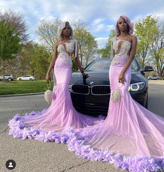 Sexy Mermaid Prom Dress With Feathers Charming Evening Dress Y6637 - VelvetHem