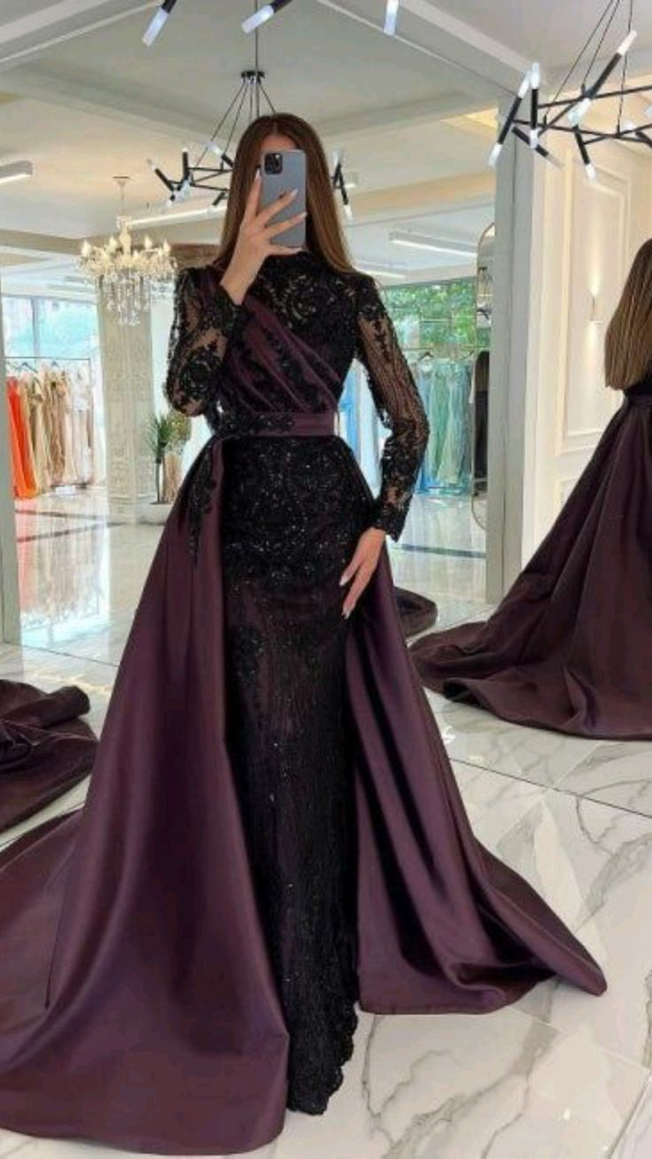 luxury lace embroidered prom dress sexy evening dresses with detachable tail Y4998 - View 2 | VelvetHem