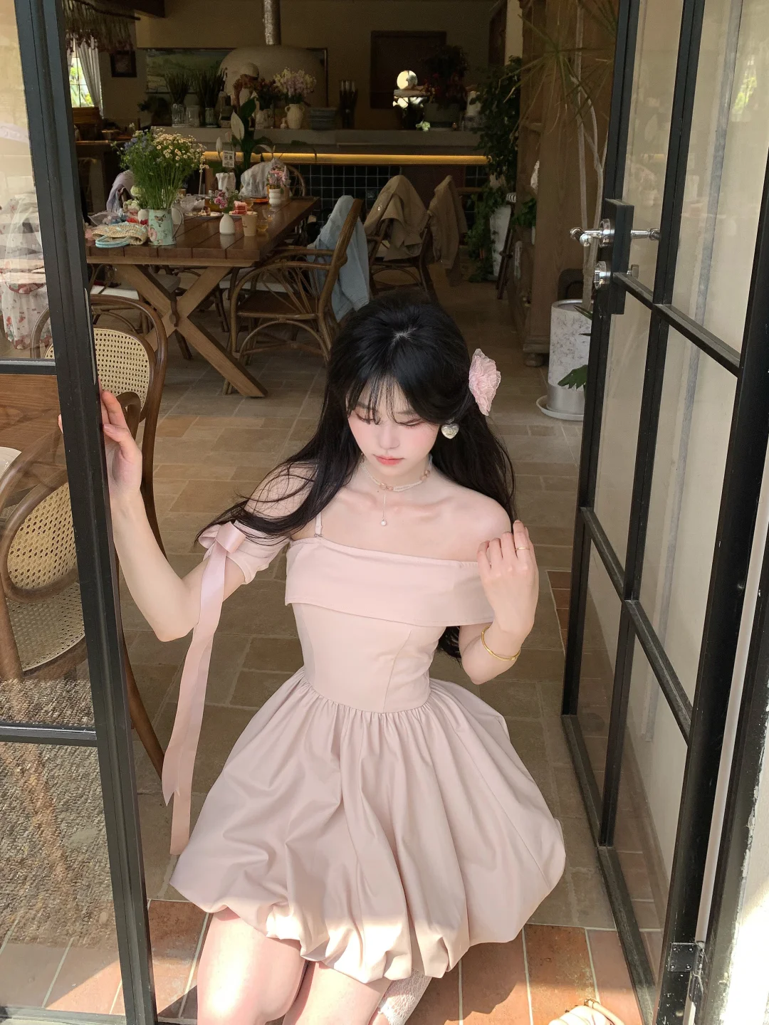 Elegant Off-the-Shoulder Pink A-Line Short Party Dress Homecoming Dress - View 3 | FashionDia
