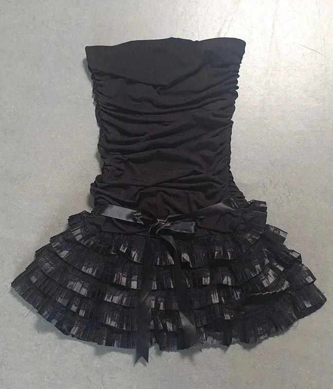 Black Strapless Homecoming Dress Black Party Dress Cocktail Dress (ZD12106)