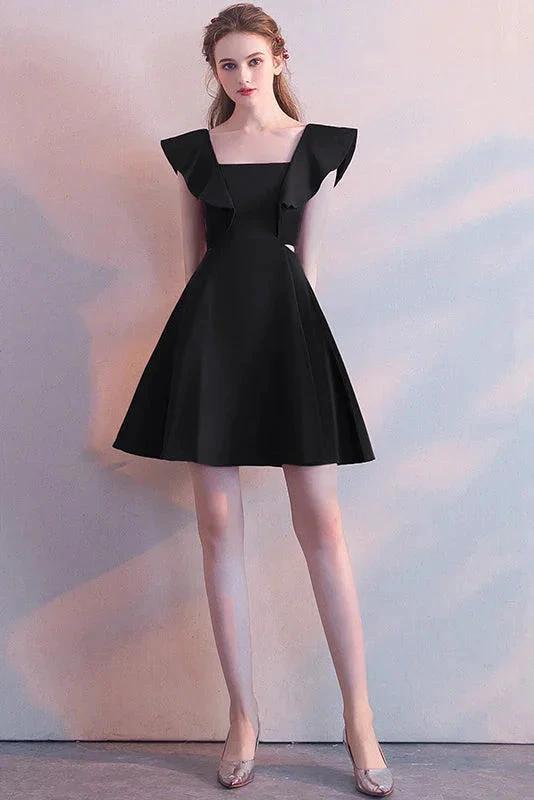 Elegant Square Neck Burgundy Sleeveless Short Homecoming Dresses by Ombreprom
