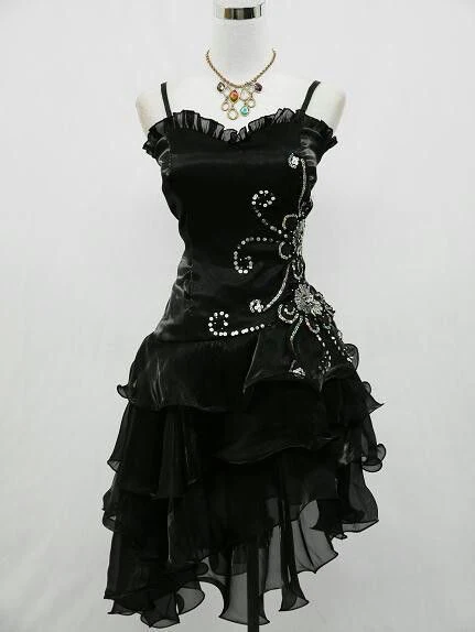 Sexy Straps Black Chiffon Beaded Cocktail Dress Homecoming Dress