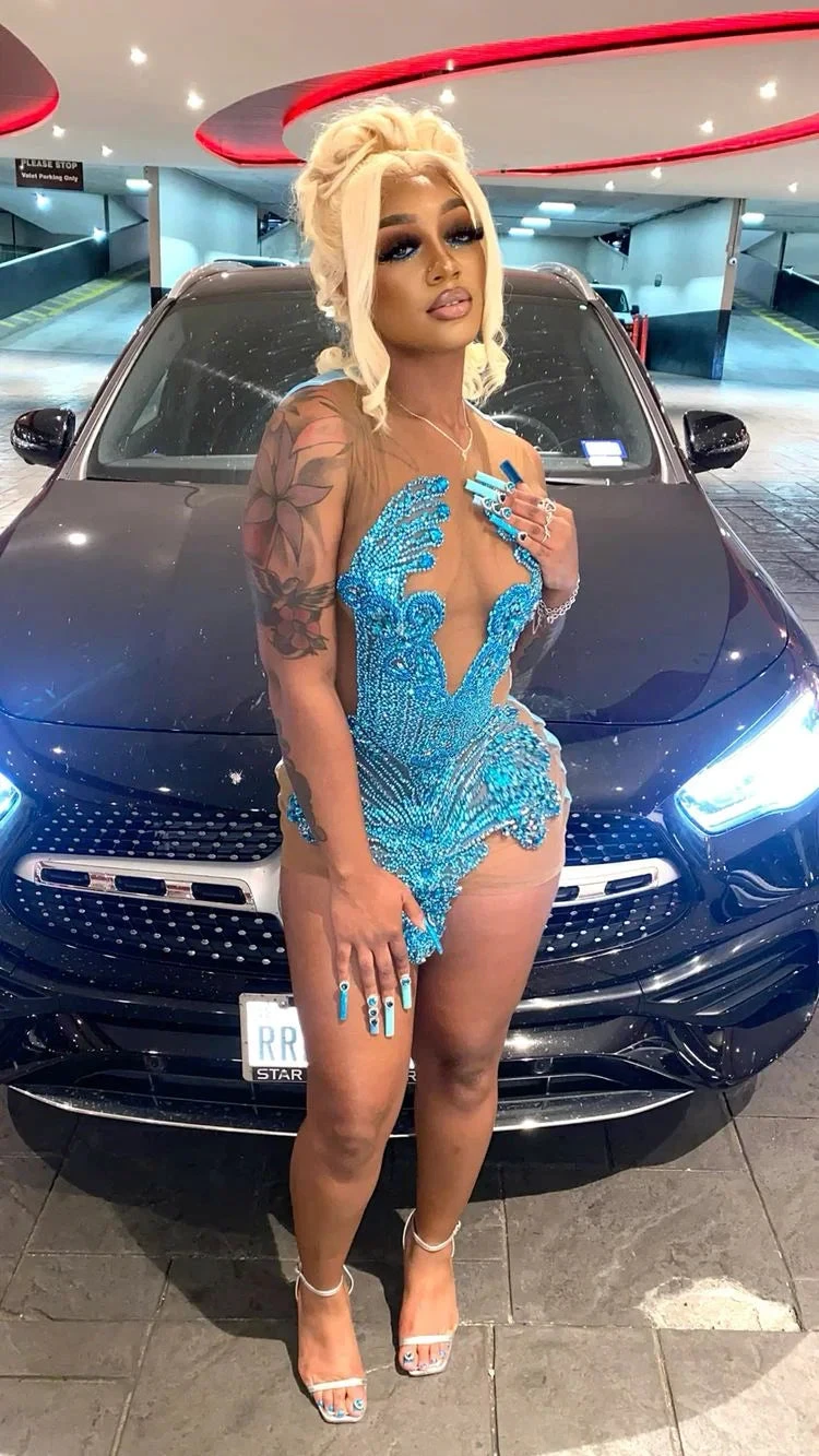 Sexy Blue Sleeveless Homecoming Dress 22nd Birthday Outfit Dress For Black Girls Y2239 by simplepromdress