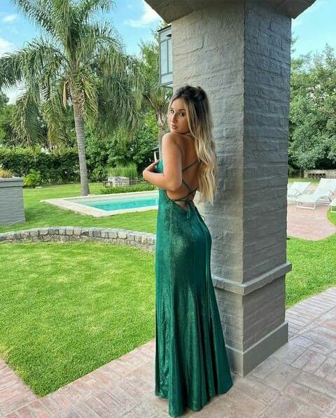 Sexy Green Mermaid Prom Dress Lace-up Back