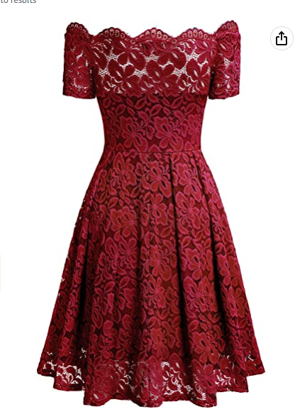 Women's Vintage Floral Lace Short Sleeve Boat Neck Cocktail Party Swing Dress Homecoming Dress - View 5 | FashionDia
