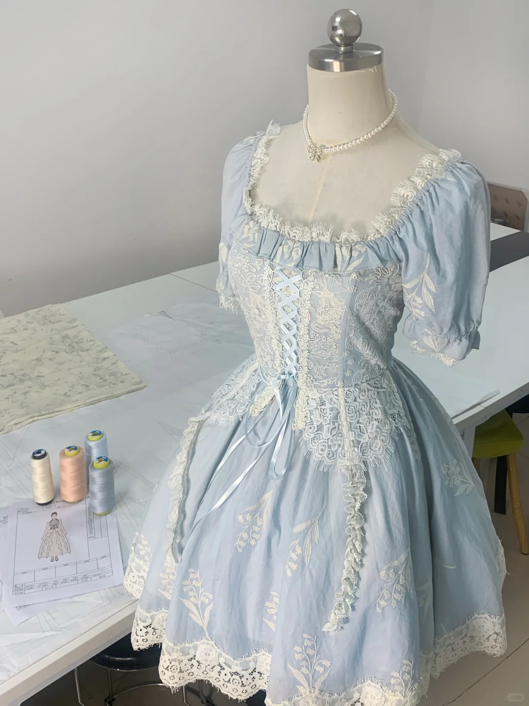 Beautiful Satin Lace Blue A-Line Short Party Dress Homecoming Dress - FashionDia