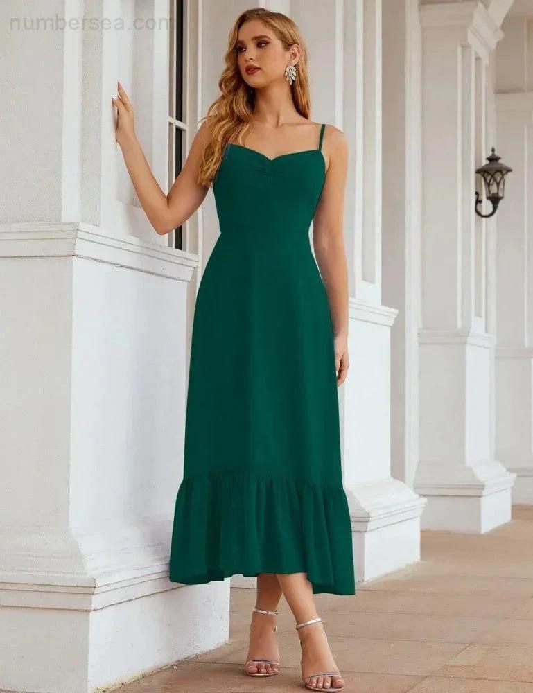 ZapDress Spaghetti Strap Chiffon Bridesmaid Dress Ankle Length Formal A Line Cocktail Party Homecoming Dress for Juniors (ZD16949)