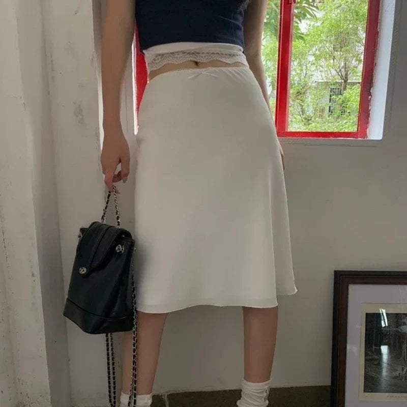 DressBetty - Elegant White Ruffle Mid Skirt