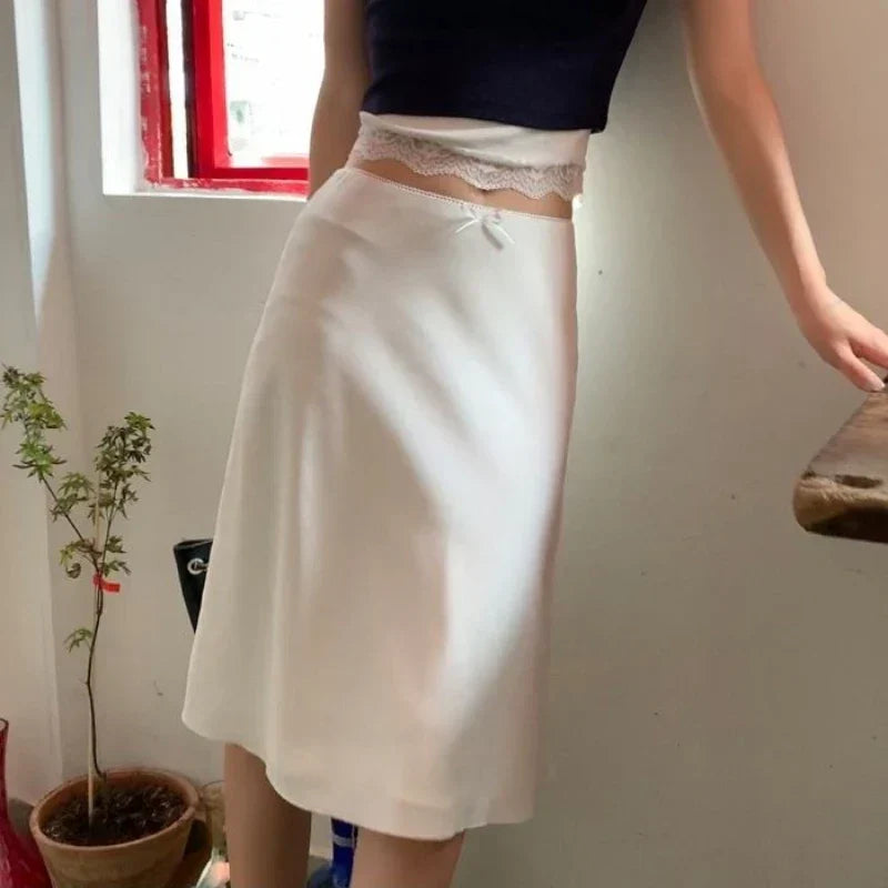 DressBetty - Elegant White Ruffle Mid Skirt - View 4 | VelvetHem