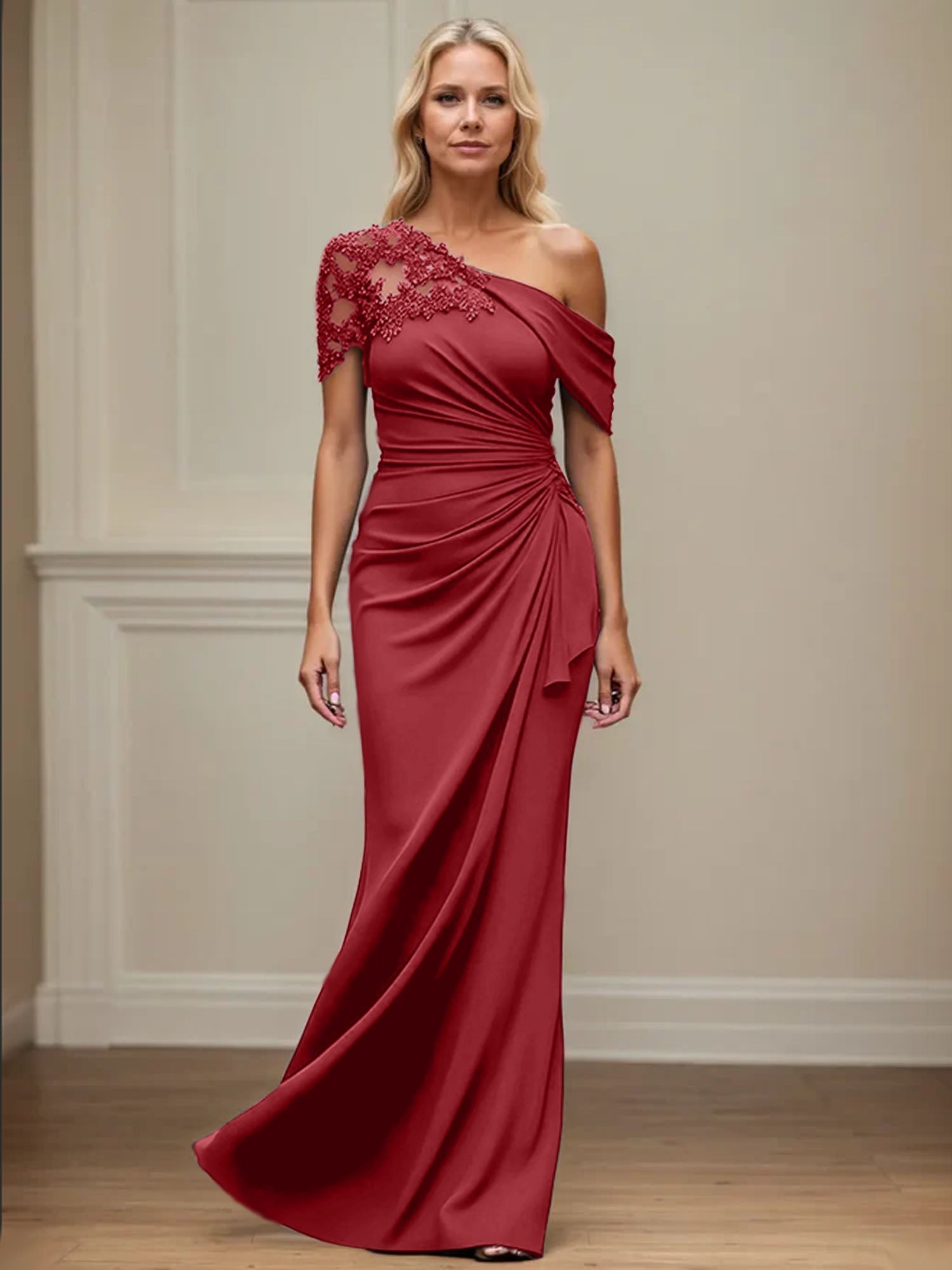 Trumpet/Mermaid Asymmetrical Mother of the Bride Dress with Appliques