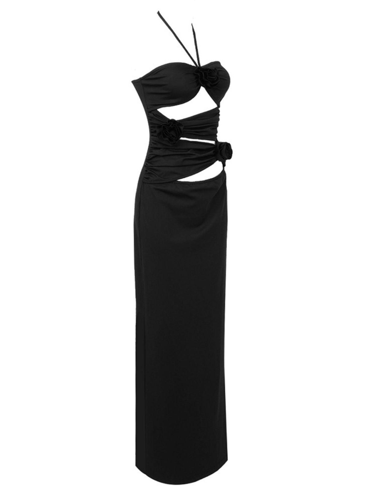 Dorcas Halterneck Cutout Maxi Dress In Black