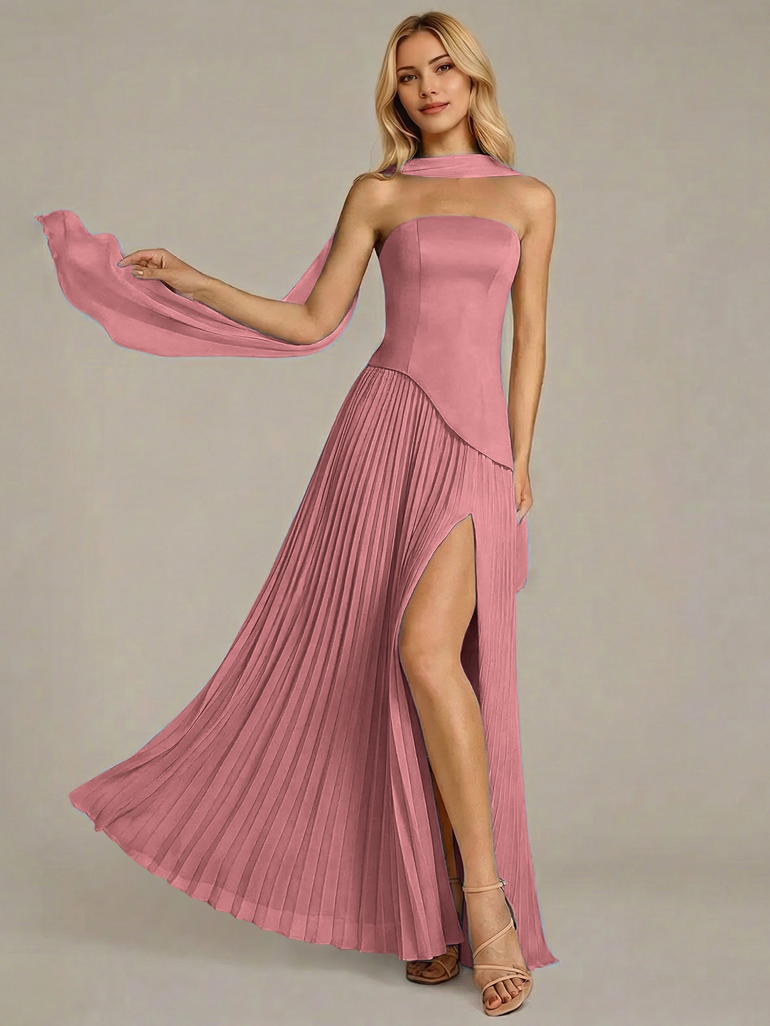 Navy A Line Satin Off The Shoulder Sleeveless Floor Length Dress