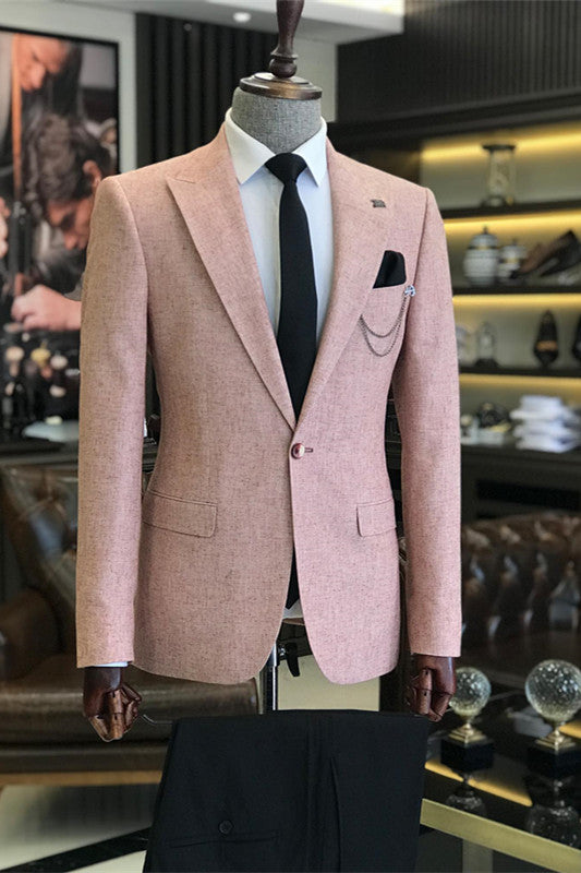 Dusty Pink Peaked Lapel Prom Suit Two Piece, Sleek & Stylish