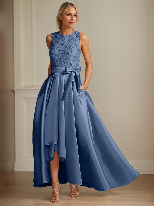 A-Line/Princess Jewel Neck Sleeveless Mother Of The Bride Dresses With Pleats Lace - View 11 | FashionDia