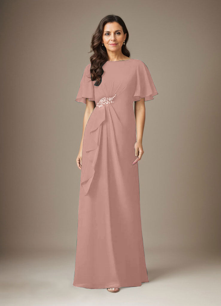 Dark Navy Sheath Beaded Chiffon Dress