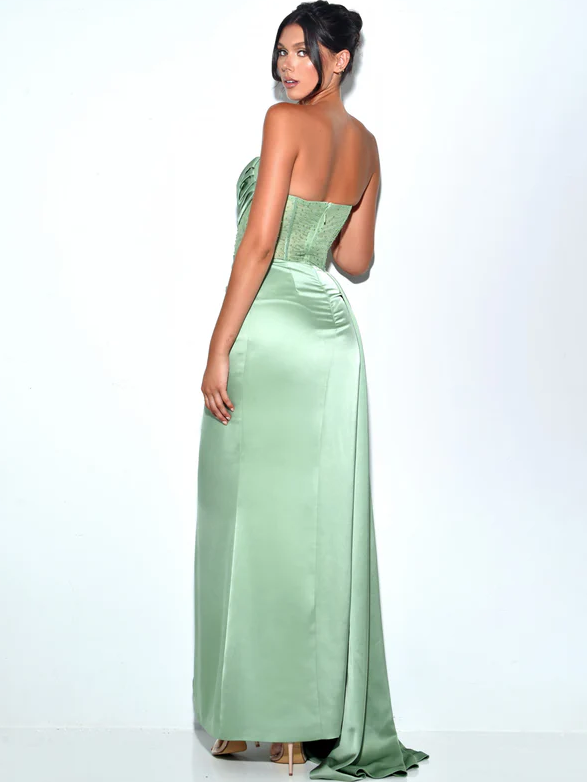 Sexy Green Mermaid Side Slit Maxi Long Party Prom Dresses,Evening Dresses fg6759