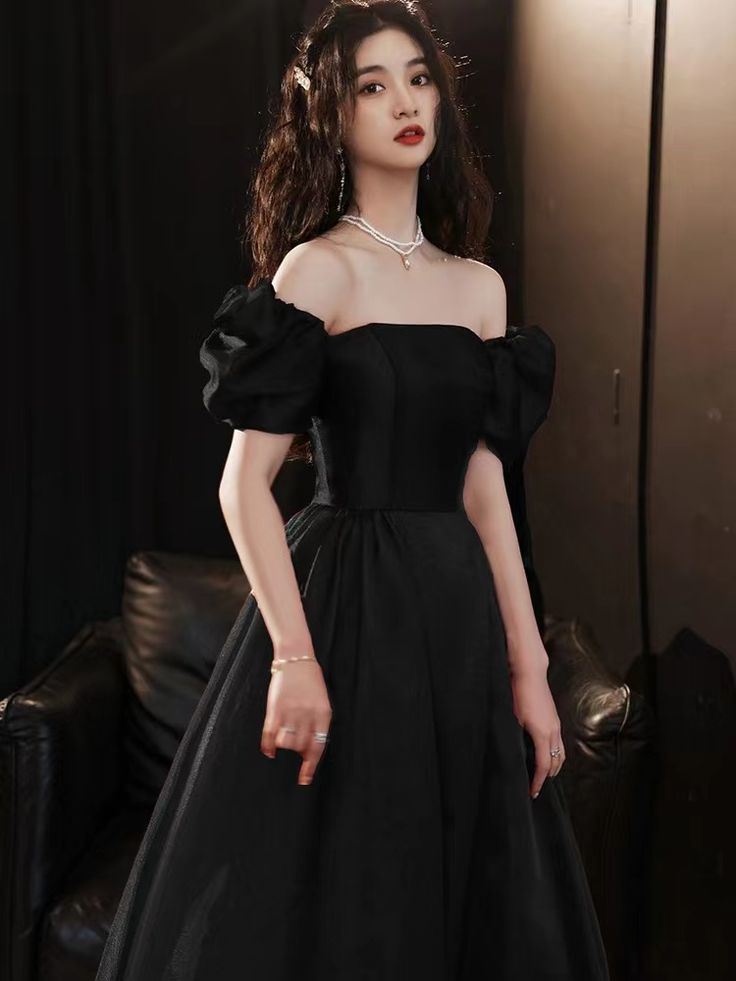 Black evening dress new style satin prom dress princess birthday dress custom made Y4953 - View 2 | VelvetHem