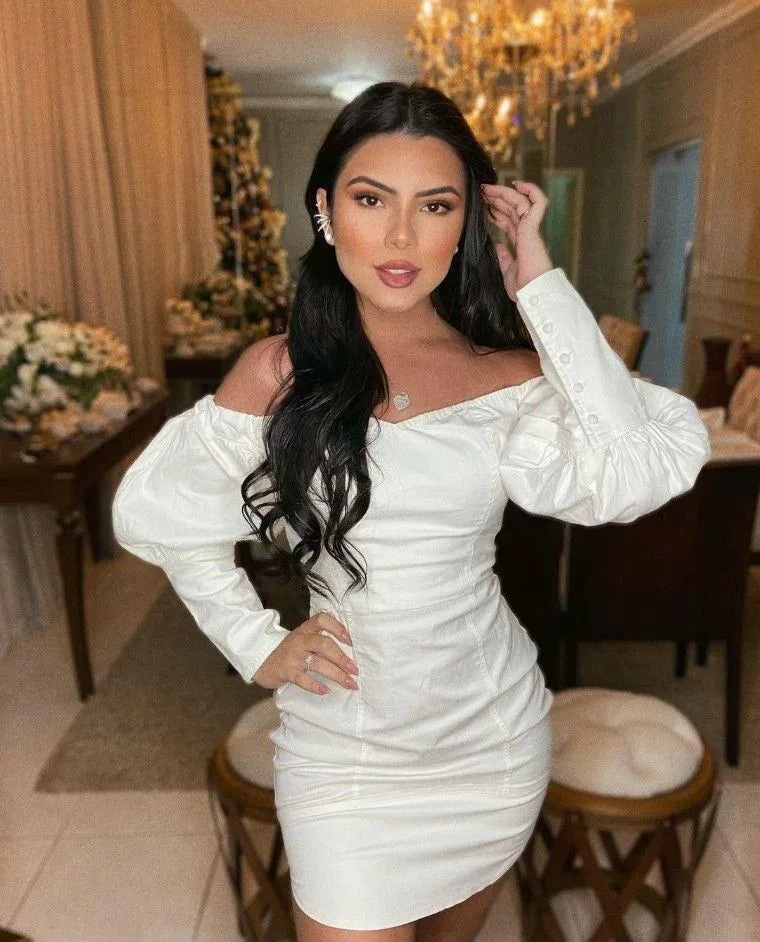 Chic White Long Sleeves Homecoming Dress White Cocktail Dress (ZD12666)