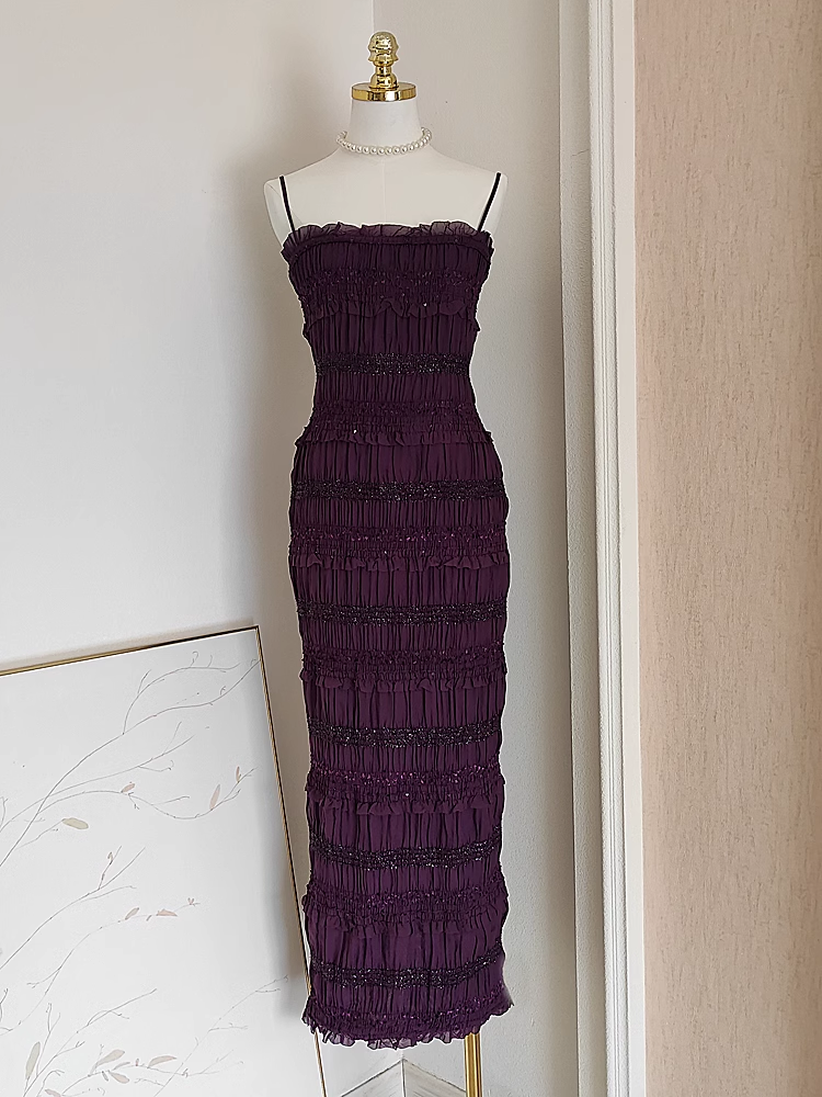 Sexy Sheath Spaghetti Straps Grape Sleeveless Party Dress Holiday Birthday Dresses For Women