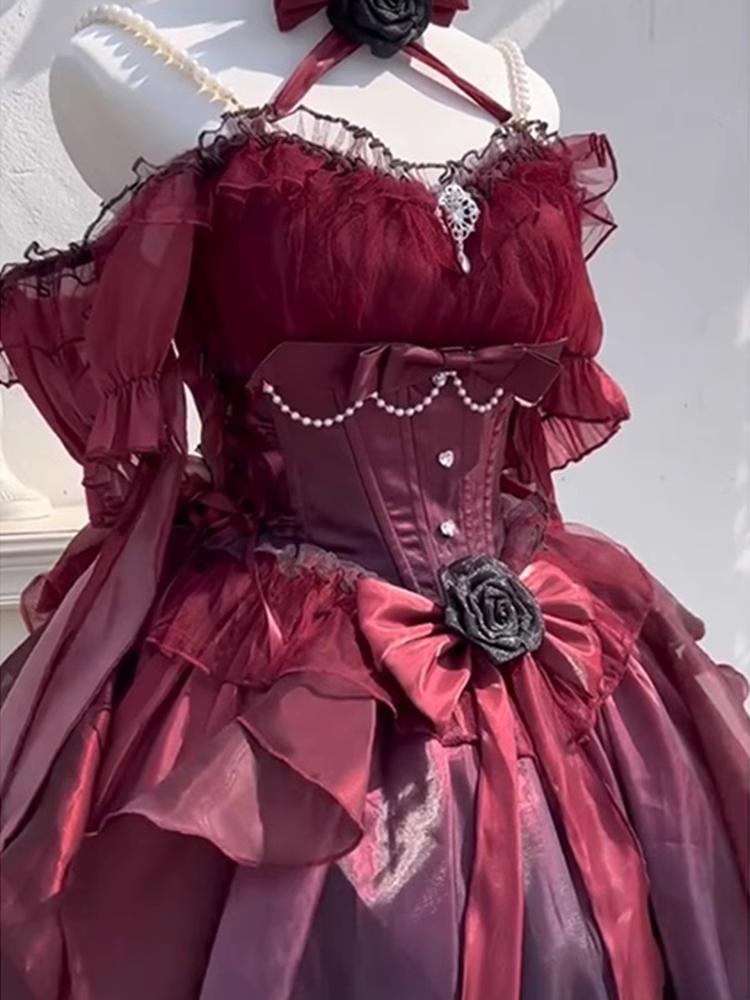 Chic High-Low Halter Burgundy Organza Party Birthday Dresses Birthday Outfits - View 5 | FashionDia