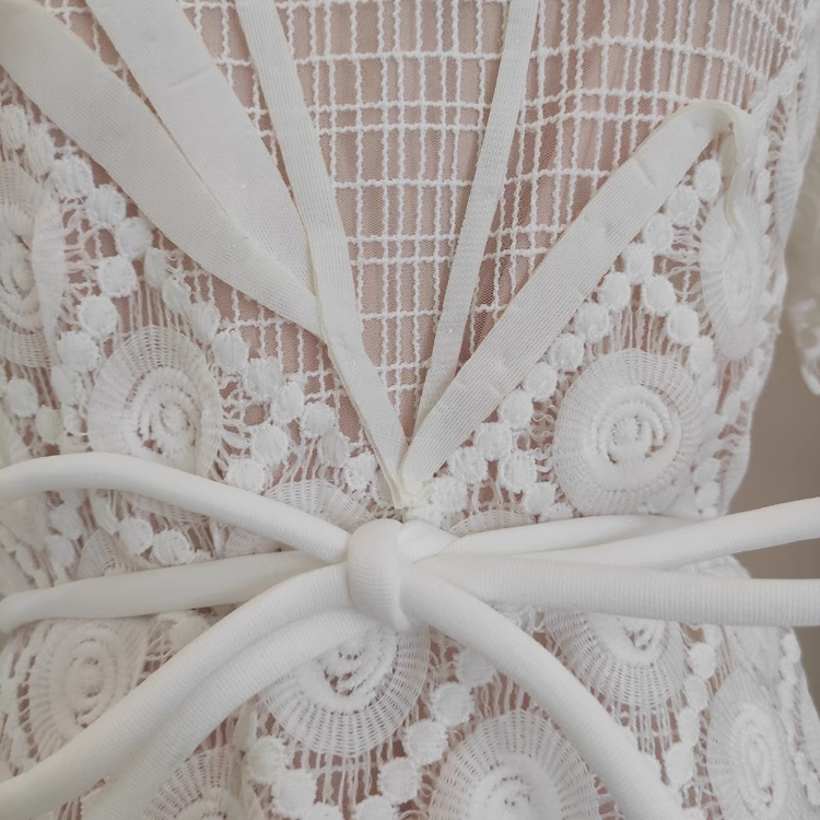 Cute A-Line Short Sleeves White Lace Party Dress Holiday Birthday Dresses - View 5 | FashionDia