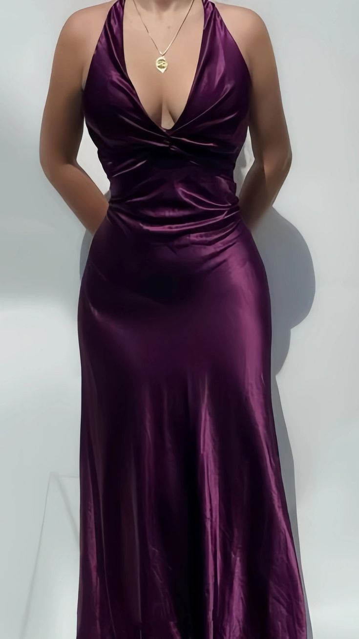 Sexy V-Neck Long Prom Evening Dresses, Simple Party Dresses - FashionDia