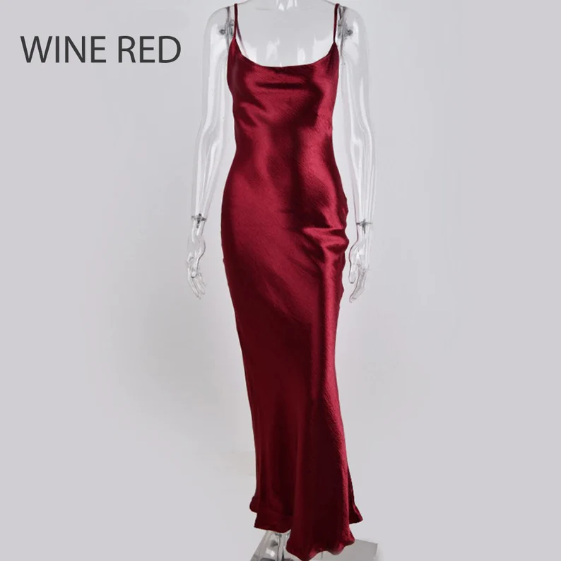 Glossy Open Back Shiny Backless Satin Prom Dress Elegant Cowl Neckline Party Ruched Side Women Midi Dress - View 7 | FashionDia